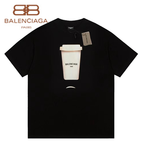 BALENCIAGA-06224 발렌시아가 블랙 프린트 장식 티셔츠 남여공용