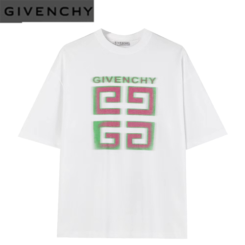 GIVENCHY-06244 지방시 화이트 4G 프린트 장식 티셔츠 남여공용