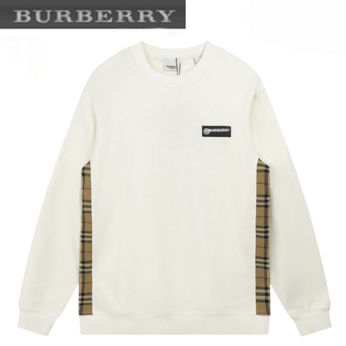 BURBERRY-09174 버버리 아이보리 체크 무늬 디테일 스웨트셔츠 남여공용