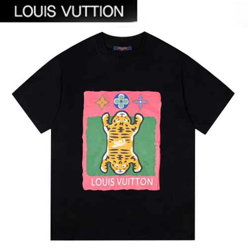 LOUIS VUITTON-06074 루이비통 블랙 프린트 장식 티셔츠 남여공용