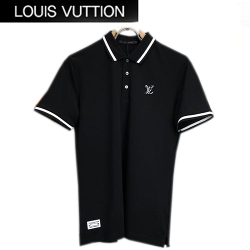 LOUIS VUITTON-07134 루이비통 블랙 LV 시그니처 디테일 폴로 티셔츠 남성용