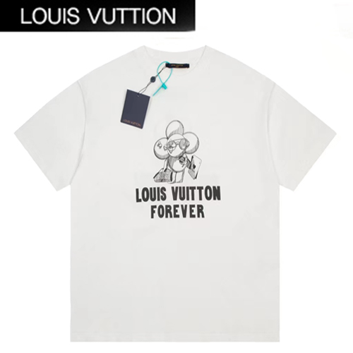 LOUIS VUITTON-05233 루이비통 화이트 프린트 장식 티셔츠 남여공용