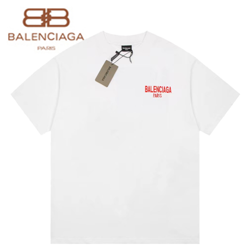 BALENCIAGA-06054 발렌시아가 화이트 프린트 장식 티셔츠 남여공용