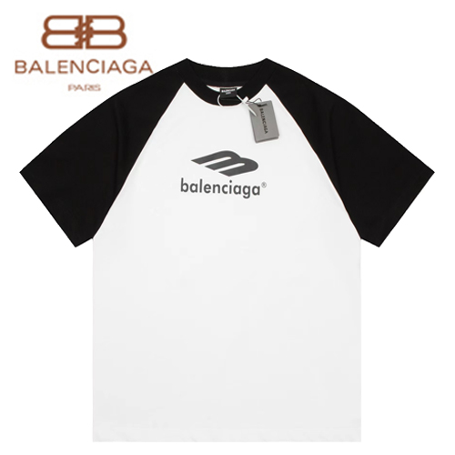 BALENCIAGA-06214 발렌시아가 블랙/화이트 프린트 장식 티셔츠 남여공용