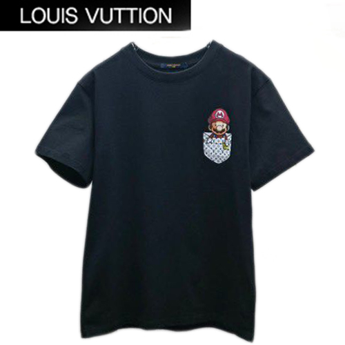 LOUIS VUITTON-07044 루이비통 블랙 모노그램 프린트 장식 티셔츠 남성용