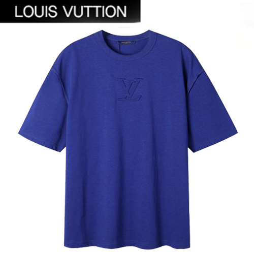 LOUIS VUITTON-07283 루이비통 다크 블루 프린트 장식 티셔츠 남성용