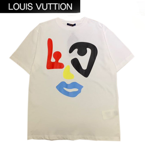 LOUIS VUITTON-05202 루이비통 화이트 프린트 장식 티셔츠 남여공용
