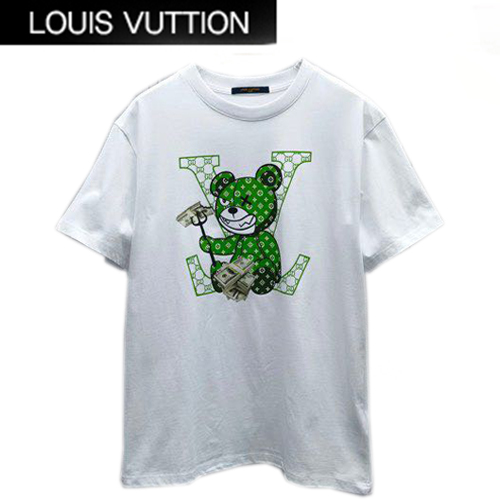 LOUIS VUITTON-07064 루이비통 화이트 프린트 장식 티셔츠 남성용