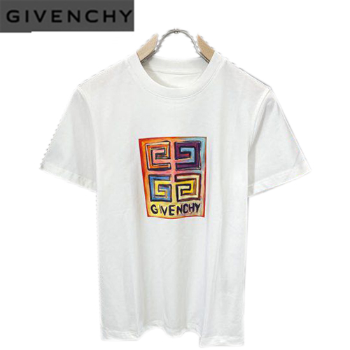 GIVENCHY-07264 지방시 화이트 프린트 장식 티셔츠 남여공용