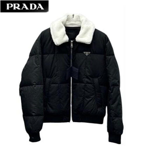 PRADA-12082 프라다 블랙 트라이앵글 로고 패딩 남성용