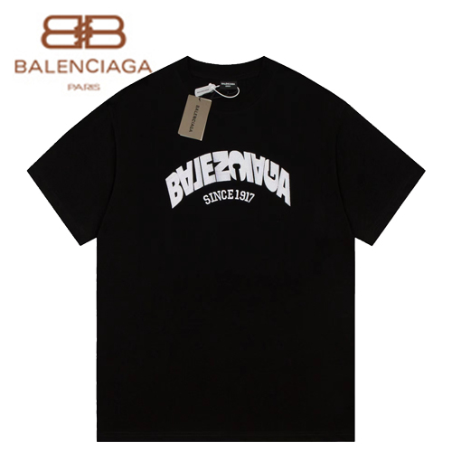 BALENCIAGA-07254 발렌시아가 블랙 프린트 장식 티셔츠 남여공용