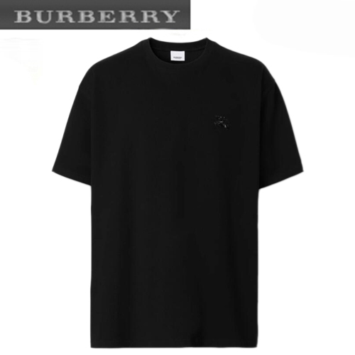 BURBERRY-80651391 버버리 블랙 크리스털 EKD 코튼 저지 티셔츠 남성용