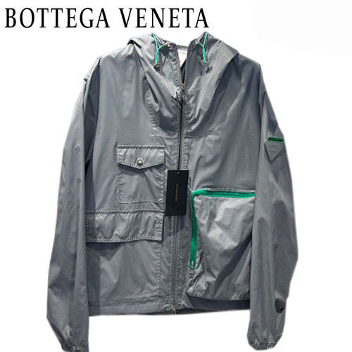 BOTTEGA VENE**-03294 보테가 베네타 그레이 트라이앵글 로고 바람막이 후드 재킷 남여공용