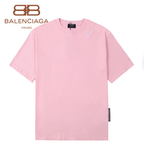 GUCCI-07184 구찌 라이트 핑크 구찌 X 발렌시아가 콜라보 프린트 장식 티셔츠 남여공용