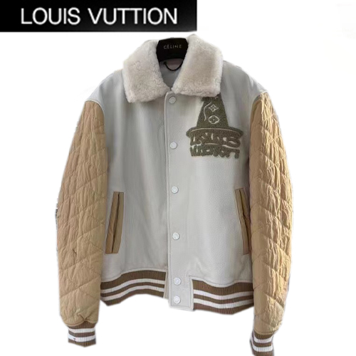 [스페셜오더]LOUIS VUITTON-11253 루이비통 화이트 시어링 아플리케 장식 가죽 재킷 남성용
