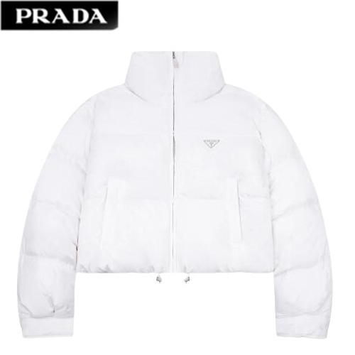 PRADA-11024 프라다 화이트 트라이앵글 로고 패딩 여성용