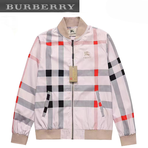 BURBERRY-09045 버버리 라이트 퍼플 체크 무늬 바람막이 봄버 재킷 남여공용