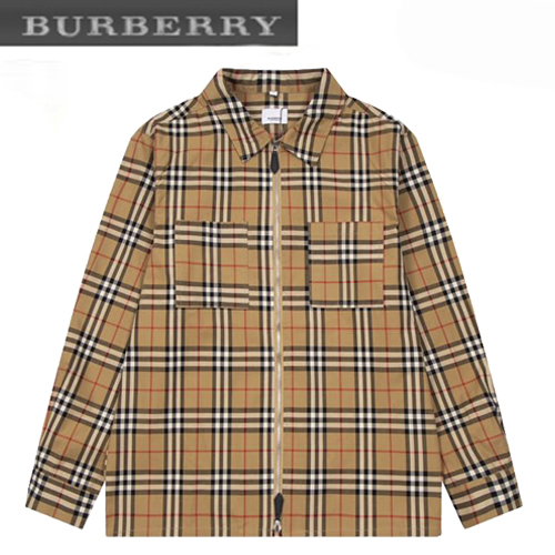 BURBERRY-09065 버버리 베이지 몬스터 그래픽 프린트 장식 체크 무늬 재킷 남여공용