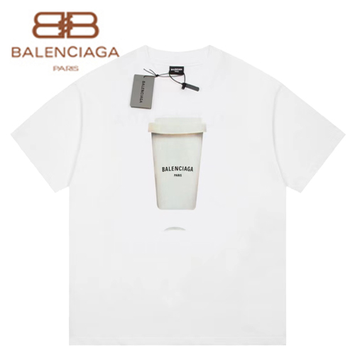 BALENCIAGA-06225 발렌시아가 화이트 프린트 장식 티셔츠 남여공용