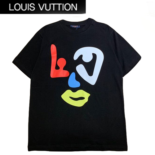 LOUIS VUITTON-05203 루이비통 블랙 프린트 장식 티셔츠 남여공용