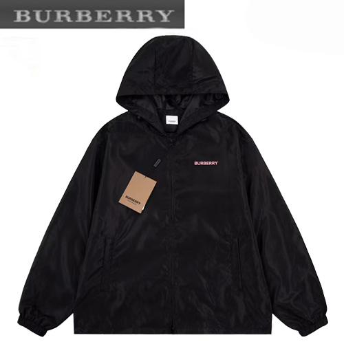 BURBERRY-08155 버버리 블랙 프린트 장식 바람막이 후드 재킷 남여공용
