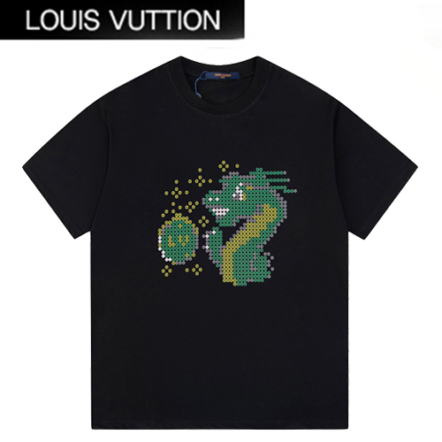 LOUIS VUITTON-03095 루이비통 블랙 프린트 장식 티셔츠 남성용