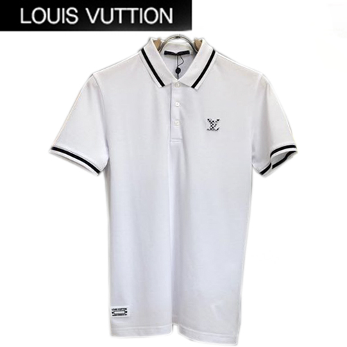 LOUIS VUITTON-07135 루이비통 화이트 LV 시그니처 디테일 폴로 티셔츠 남성용