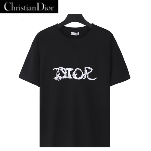 DIO*-03075 디올 블랙 DIOR 프린트 장식 티셔츠 남여공용