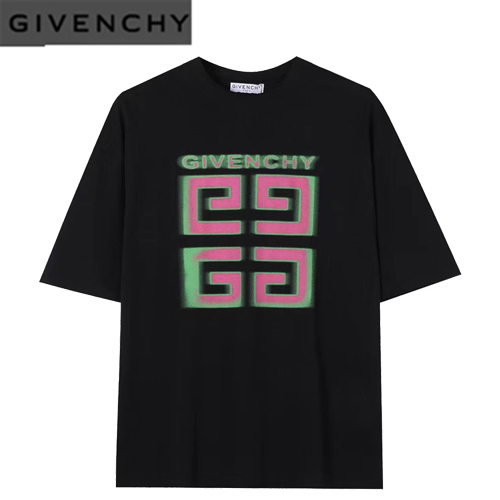 GIVENCHY-06245 지방시 블랙 4G 프린트 장식 티셔츠 남여공용