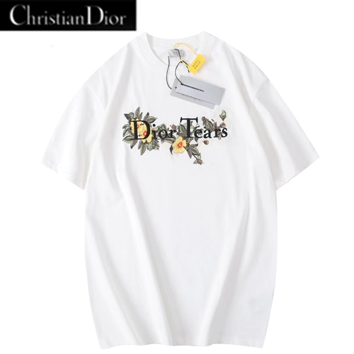 DIOR-03235 디올 화이트 Dior Tears 아플리케 장식 티셔츠 남여공용