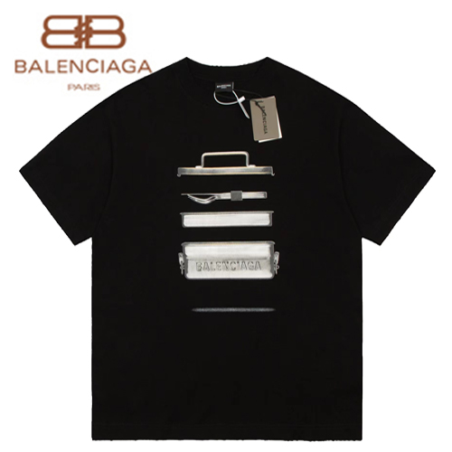 BALENCIAGA-06215 발렌시아가 블랙 프린트 장식 티셔츠 남여공용