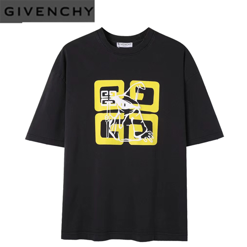 GIVENCHY-06065 지방시 블랙 4G 프린트 장식 티셔츠 남여공용
