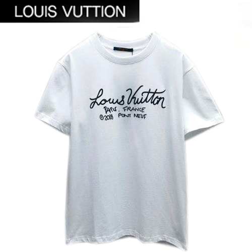 LOUIS VUITTON-07045 루이비통 화이트 프린트 장식 티셔츠 남성용