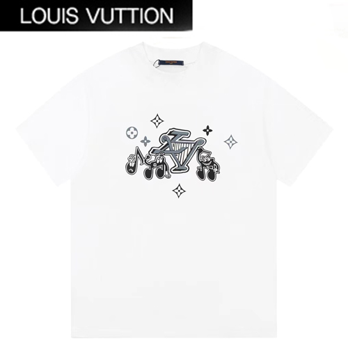 LOUIS VUITTON-05244 루이비통 화이트 프린트 장식 티셔츠 남여공용
