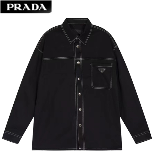 PRADA-09235 프라다 블랙 트라이앵글 로고 셔츠 남성용