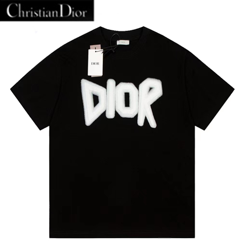 DIOR-06195 디올 블랙 DIOR 프린트 장식 티셔츠 남여공용