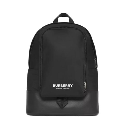 [스페셜오더]BURBERRY-80472921 버버리 블랙 그라지 로고 프린트 ECONYL 레더 백팩
