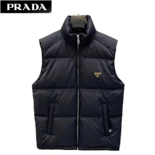 PRADA-11236 프라다 블랙 트라이앵글 로고 패딩 조끼 남성용