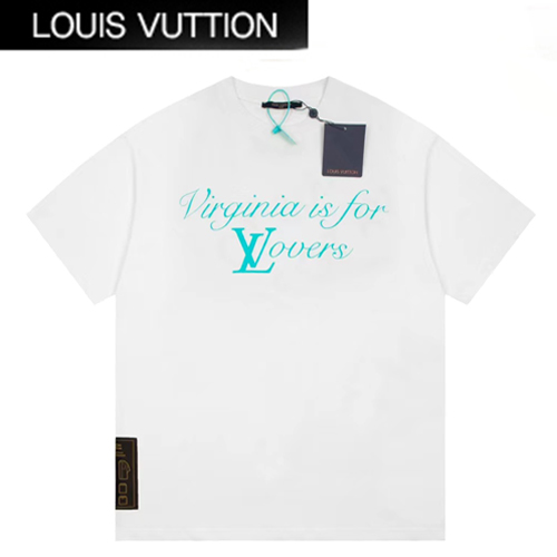 LOUIS VUITTON-05235 루이비통 화이트/그린 프린트 장식 티셔츠 남여공용