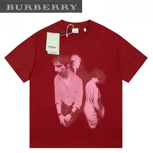 BURBERRY-06056 버버리 레드 프린트 장식 티셔츠 남여공용