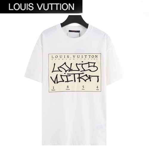 LOUIS VUITTON-07285 루이비통 화이트 프린트 장식 티셔츠 남여공용