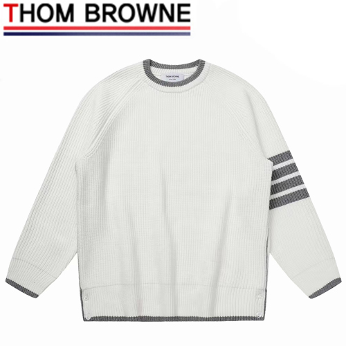 THOM BROWNE-11026 톰 브라운 화이트 스트라이프 장식 스웨터 남여공용