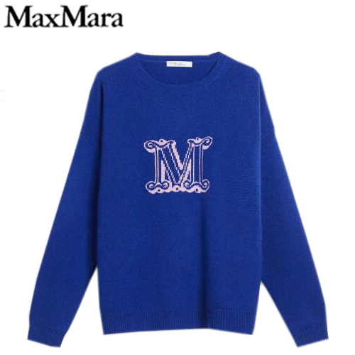 MAX MARA-136608 막스마라 블루 캐시미어 모노그램 디테일 스웨터