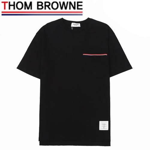 THOM BROWNE-06066 톰 브라운 블랙 스트라이프 디테일 티셔츠 남성용