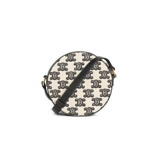 [퍼팩트버젼]CELINE-10G812 셀린느 화이트 텍스타일 트리오페 패턴 라운드 퍼스 온 스트랩 지갑