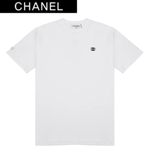 CHANEL-03247 샤넬 화이트 CC 로고 디테일 티셔츠 남여공용
