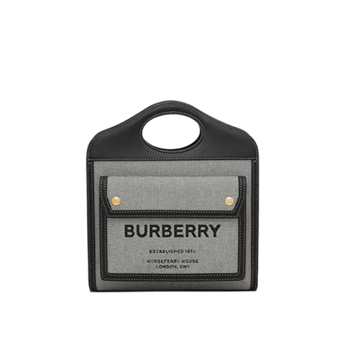 [스페셜오더]BURBERRY-80324371 버버리 블랙 미니 트라이톤 캔버스 레더 포켓 백