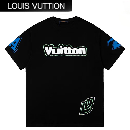 LOUIS VUITTON-07296 루이비통 블랙 프린트 장식 티셔츠 남여공용
