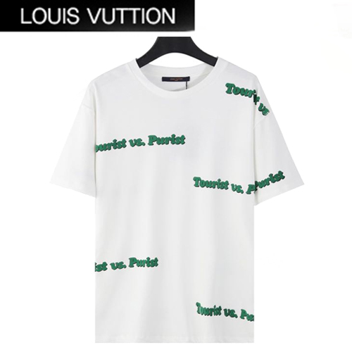 LOUIS VUITT**-03027 루이비통 화이트 프린트 장식 티셔츠 남여공용