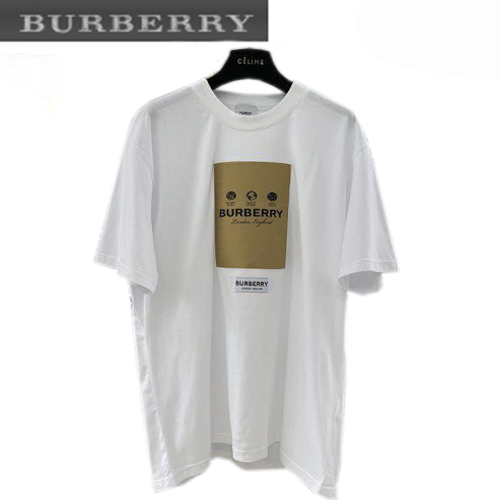 BURBERRY-06247 버버리 화이트/베이지 프린트 장식 티셔츠 남여공용